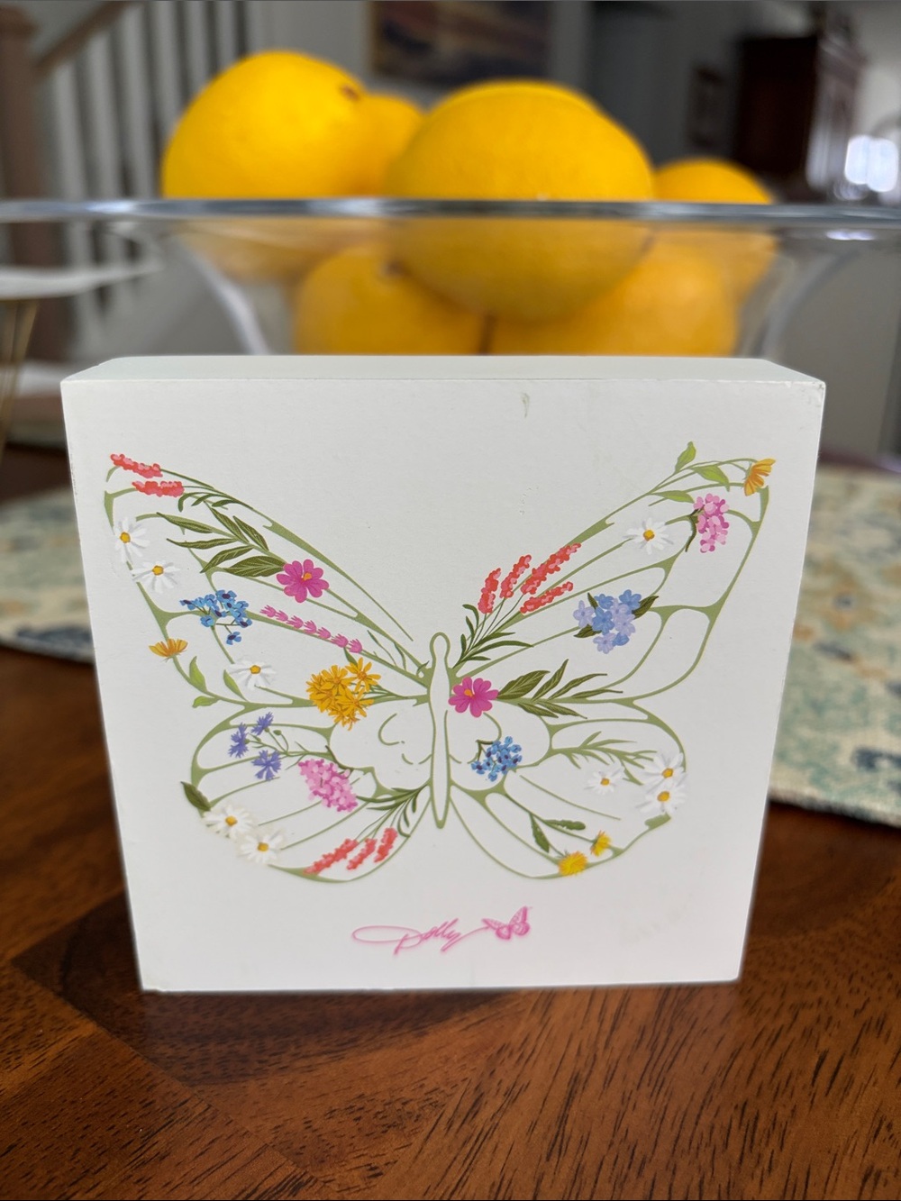 Dolly Parton Floral Butterfly Art 4” Square Block